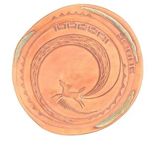 Native American Terracotta Pottery Horse Plate Vintage  Smith Pottery Robbins
